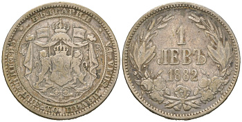 Болгария 1 лев 1882 князь Александр I (1879-1886) KM 4 серебро 4615-465