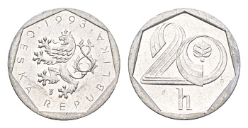 Чехия 20 геллеров 1993 KM 2.1 алюминий 4649-654