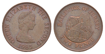 Джерси 2 пенса 1985 Елизавета II (1952-2022), Сент-Хелиер KM 55 бронза    4660-217