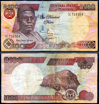 Нигерия 100 найра 1999 Обафеми Аволово, гора Зума Ро Pick 28 b бумага 8592-45-1-2