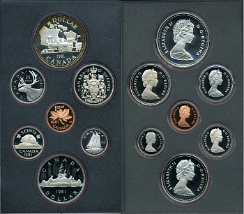Канада набор из 7 монет 1981 Трансконтинентальная железная дорога, паровоз, оригинальная коробка и сертификат KM PS1 PROOF 7-6-1-10