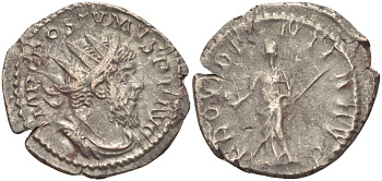 Римская Империя (императоры в Галлии) антониниан 260 - 269 Постум. IMP C POSTVMVS P F AVG / PROVIDENTIA AVG, Провиденция, держащая скипетр и сферу, Колония Агриппины, Very fine RIC 323 биллон 1073-13-64