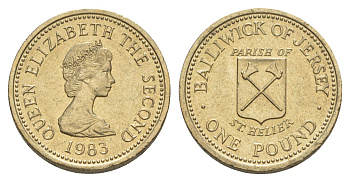 Джерси 1 фунт 1983 Приходы Джерси - Сент-Хелиер KM 59 никель латунь aUNC 08-542