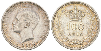 Португалия 100 реалов 1910 Мануэл II (1908-1910) KM 548 серебро 4611-317