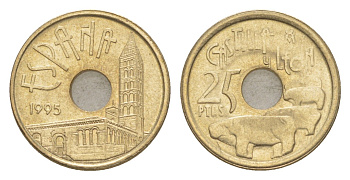 Испания 25 песет 1995 Кастилия и Леон KM 948 алюминиевая бронза 4623-1268