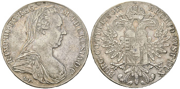 Австрия 1 талер 1780 SF, Мария Терезия, официальный рестрайк KM T1 серебро 1066-7-33