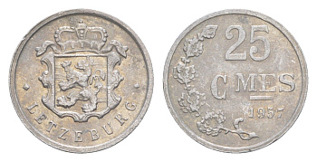 Люксембург 25 сантимов 1957 Шарлотта (1918-1964) KM 45a алюминий 4115-449