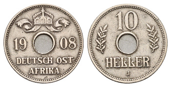 Германская Восточная Африка 10 геллеров 1908 J KM 12 медно-никель 1527-415