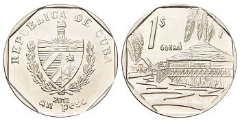 Куба 1 песо 2012 хижины Гуама KM 579 сталь плакированная никелем UNC 4699-1012