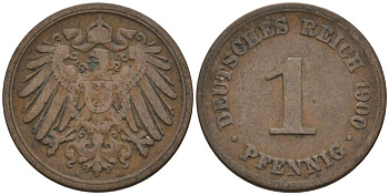 Германия 1 пфенниг 1900 A KM 10, J. 10 медь 4567-1134