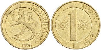 ФИНЛЯНДИЯ 1 МАРКА 1995 M KM 76 алюминиевая бронза 4556-714
