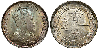 Гонконг 10 центов 1902 Эдуард VII (1901-1910) KM 13 серебро UNC 91-735