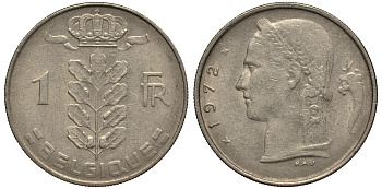 Бельгия 1 франк 1972 Belgique, Бодуэн I (1951-1993) KM 142.1 медно-никель 4182-222