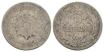 Уругвай 5 сентесимо 1909 KM 21 медно-никель 4390-1213