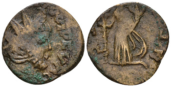 Римская Империя, императоры в Галлии антониниан 272 - 273 Тетрик, IMP TETRICVS P F AVG, бюст императора / HILARITAS AVGG, Хиларитата, персонификация Радости, локальная чеканка в Галлии RIC 80 биллон 1073-25-107