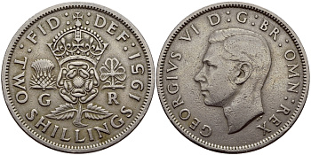Великобритания 2 шиллинга (флорин) 1951 Георг VI (1936-1952) KM 878, Spink 4107 медно-никель 83-1647