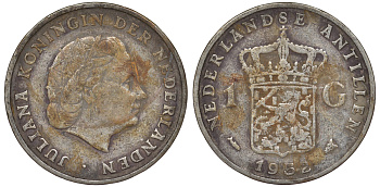 Нидерландские Антилы 1 гульден 1952 Юлиана (1948-1980) KM 2 серебро 36-914