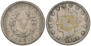 США 5 центов 1902 голова свободы KM 112 медно-никель 4563-1113