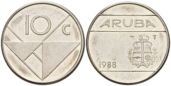 Аруба 10 центов 1988 Беатрикс (1980-2013) KM 2 сталь плакированная никелем 4174-823