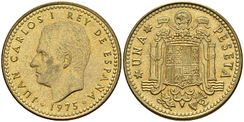 Испания 1 песета 1975 (80) Хуан Карлос I (1975-2014) KM 806 алюминиевая бронза 4155-451