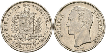 Венесуэла 1 боливар 1967 Симон Боливар KM 42 никель 4364-2812