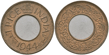 Британская Индия 1 пайс 1944 Георг VI (1936-1952) KM 533 бронза 33-1046