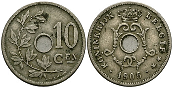 Бельгия 10 сантимов 1905 Belgie KM 53 медно-никель 4172-1215