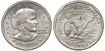 США 1 доллар 1979 P, Сьюзен Энтони KM 207 медь покрытая медно-никелем 51-1015