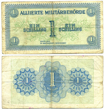 АВСТРИЯ 1 ШИЛЛИНГ 1944 ОККУПАЦИЯ СОЮЗНИКОВ, ВТОРАЯ МИРОВАЯ ВОЙНА Pick 103b бумага 3295-5-1-1