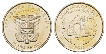 Панама 1/2 бальбоа (50 сентесимо) 2016 Храм Ла-Компанья-де-Хесус, Панама-Вьехо KM 147 медь плакированная медно-никелем UNC 4645-313