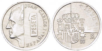 ИСПАНИЯ 1 ПЕСЕТА 1998 ХУАН КАРЛОС I (1975-) KM 832 алюминий 3309-167