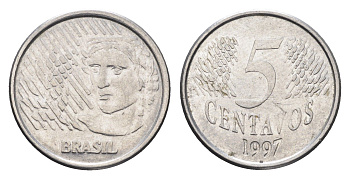Бразилия 5 сентаво 1997 KM 632 нержавеющая сталь 4664-522