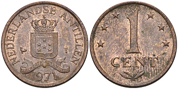 Нидерландские Антилы 1 цент 1971 Юлиана (1948-1980) KM 8 бронза 4169-261