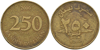 Ливан 250 ливров 2000 KM 36 медь алюминий никель 4513-457