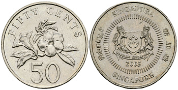 Сингапур 50 центов 2005 KM 102 медно-никель 4138-536