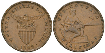 Филиппины 1 сентаво 1905 KM 163 бронза 98-1052