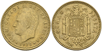 Испания 1 песета 1975 (78) Хуан Карлос I (1975-2014) KM 806 алюминиевая бронза 4604-425