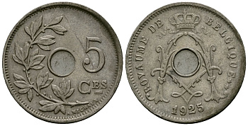 Бельгия 5 сантимов 1925 Belgique, Альберт I (1909-1934) KM 66 медно-никель 4173-533