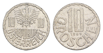 Австрия 10 грошей 1989 KM 2878 алюминий 4147-611