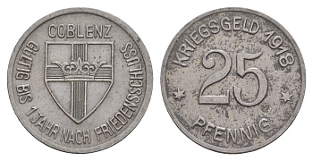 Кобленц 25 пфеннигов 1918 Funck 80.2, Men05 4526.4, Men18 5727.4 железо 4642-452