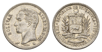 Венесуэла 1 боливар 1960 Симон Боливар Y 37a серебро 4128-653