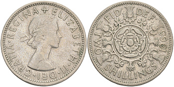 Великобритания 2 шиллинга (флорин) 1965 Елизавета II (1952-2022) KM 906, Spink 4146 медно-никель 4557-1045