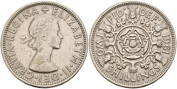 Великобритания 2 шиллинга (флорин) 1961 Елизавета II (1952-2022) KM 906, Spink 4146 медно-никель    4149-441