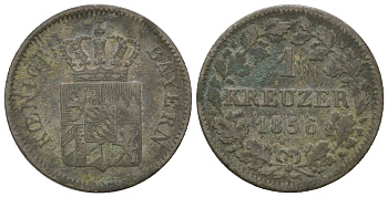 Бавария 1 крейцер 1856 Максимилиан II (1848-1864) KM 452 серебро 4668-1217