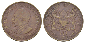 Кения 10 центов 1971 KM 11 латунь 4645-543