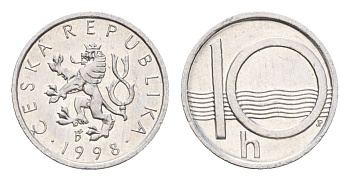 Чехия 10 геллеров 1998 KM 6 алюминий UNC 192-538
