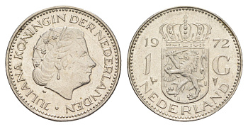 Нидерланды 1 гульден 1972 Юлиана (1948-1980) KM 184a никель 4650-444