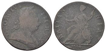 Великобритания 1/2 пенни 1774 Георг III (1760-1820) KM 601, Spink 3774 медь 4707-843