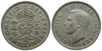 Великобритания 2 шиллинга (флорин) 1949 Георг VI (1936-1952) KM 878, Spink 4107 медно-никель 4381-1243