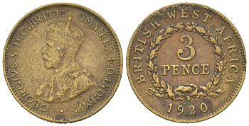 Британская Западная Африка 3 пенса 1920 KM 10b олово латунь 4615-916